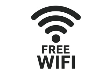 Free wifi logo icon for public internet access. Wireless connection symbol. Wifi hotspot sign for digital communication. Network technology vector illustration for business.