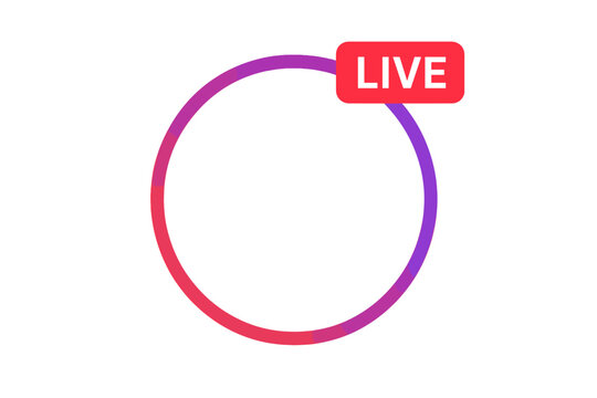 Live Streaming Social Media Profile Frame Set. Gradient Circle Avatar Border for Broadcast, Online Streaming, Live Stories, Social Network, User Profile Overlay, Video Chat Interface