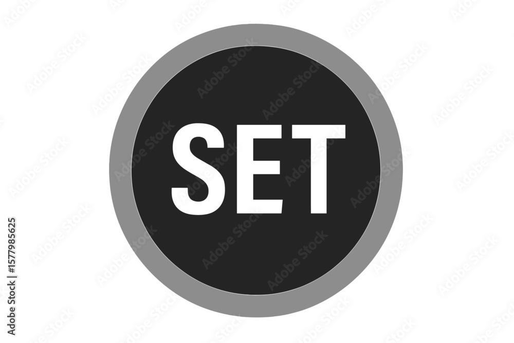 Poster modern circular set button icon, black and gray, isolated vector, minimalist ui element, web interfa