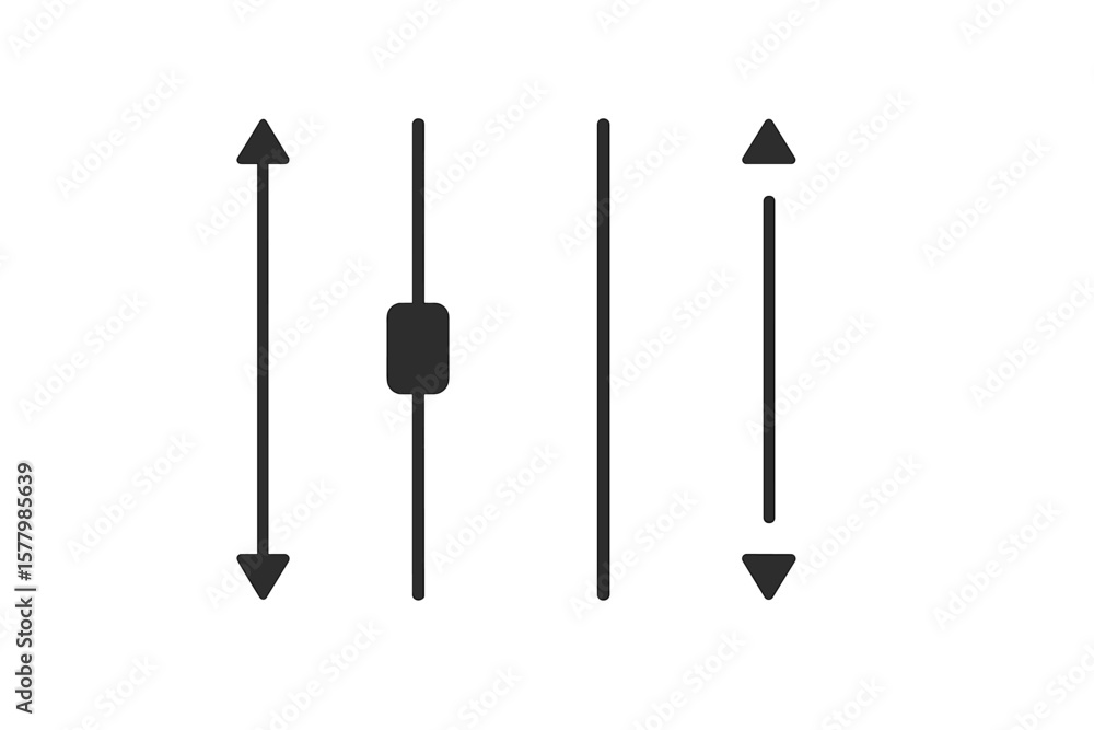 Fototapete minimalist scrollbar set vector, isolated vertical scroll bars, slider, up down arrows, ui design el