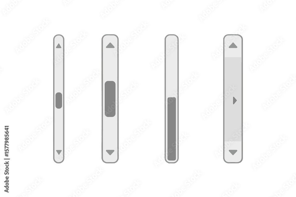 Fototapete vertical scrollbar set vector. ui design elements. isolated scroll bars, sliders, up down arrows. in
