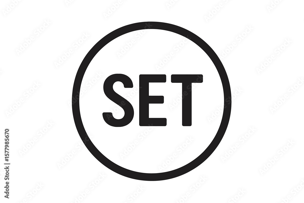 Aufkleber bold set button icon in black circle outline. minimalist vector illustration for user interface, app