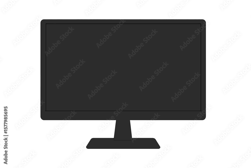 Poster realistic black computer monitor with empty screen isolated. modern pc display mockup. vector illust