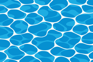 Seamless Blue Swimming Pool Water Pattern, Abstract Summer Aqua Surface, Vector Cartoon Background, Wavy Liquid Texture, Reflective Ripples, Clean Fresh Poolside Design