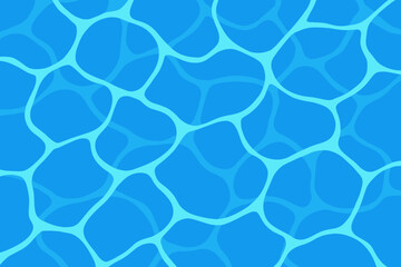 Realistic Pool Water Surface Seamless Pattern. Sunlight Reflections, Blue Wavy Ripples, Abstract Swimming Pool Background. Vector Illustration for Summer, Beach, Resort, Aqua Design