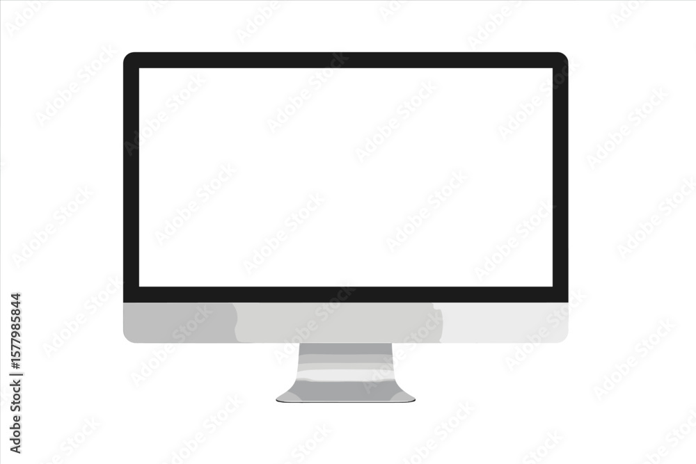 Fototapete computer monitor mockup with blank white screen for design presentation. modern desktop device displ