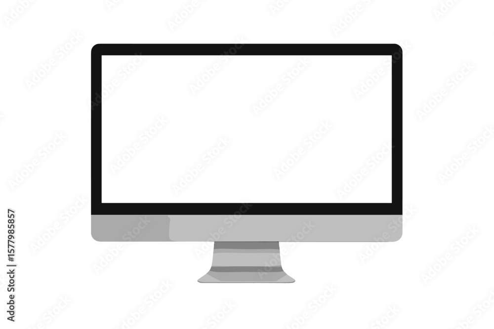 Poster computer monitor mockup with blank white screen for presentation. realistic modern pc display isolat
