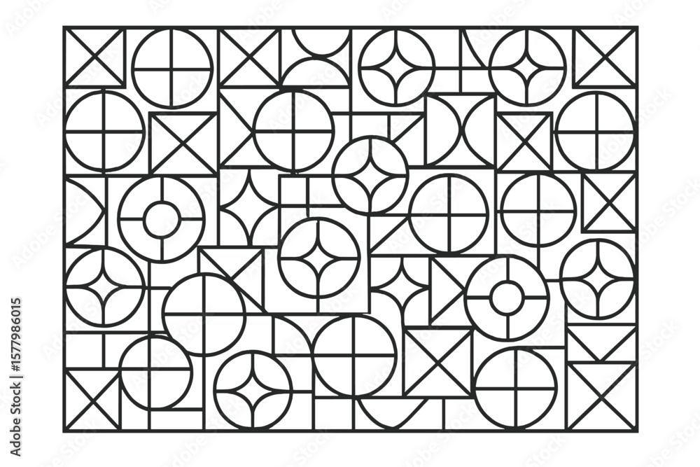 Aufkleber abstract geometric seamless pattern. modern mosaic background with repeating shapes. black and white