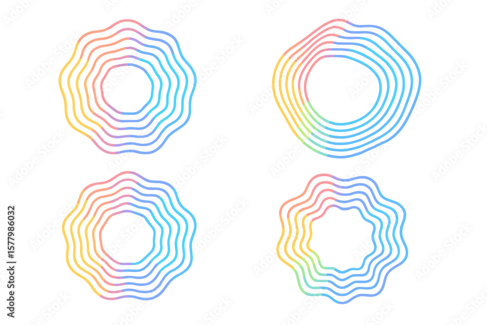 Aufkleber abstract circle waves set. soundwave logo elements collection. futuristic round audio waveform frame