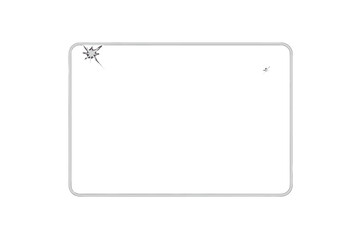 Transparent Glass or Acrylic Plate on White Background, Glossy Plastic Glare Frame, Sunlight Reflection, Clear Rectangular Plexiglass, Light Reflection, Modern Display Panel