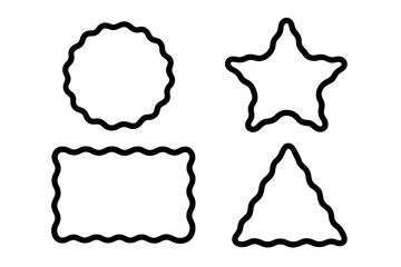 Wavy Circular, Rectangular, Star, and Triangle Shape Elements Set – Squiggly Borders, Scalloped Wavy Frames, Abstract Geometric Outlines, Decorative Vector and Transparent PNG Illustration