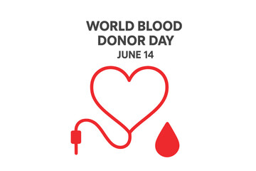 World Blood Donor Day June 14th Concept with Heart-Shaped Blood Donation Tape, Blood Donor Awareness, Medical Charity, Life Saving, Healthcare Support Vector Illustration