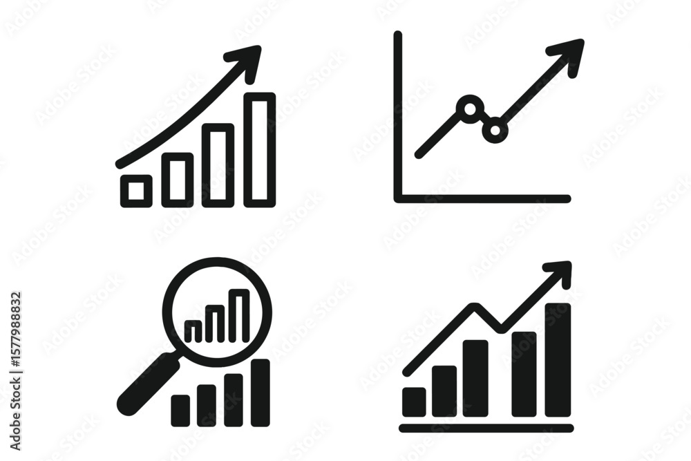 Aufkleber business graph vector icon set. chart collection for financial analysis and data visualization. grow
