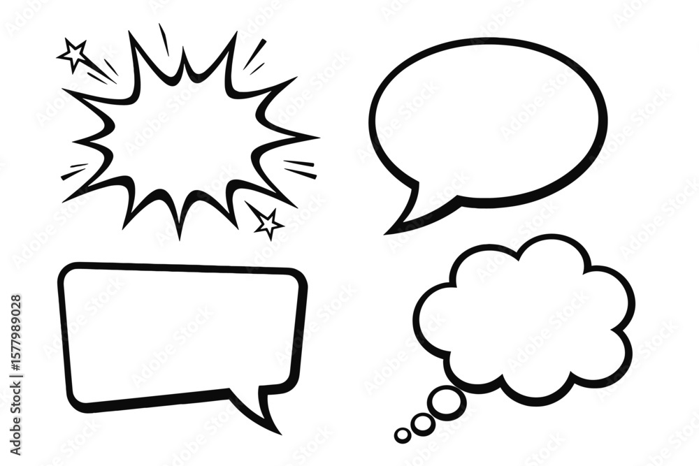 Fototapete comic speech bubble set. pop art retro talk balloon and thought cloud. cartoon dialogue box and expl