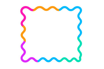 Colorful Wavy Squiggle Frame Vector, Vibrant Zigzag Border, Playful Abstract Decorative Shape, Blank Template for Creative Digital Art, Modern Background Design