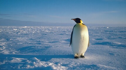 Fototapeta premium Emperor penguin on snowy landscape