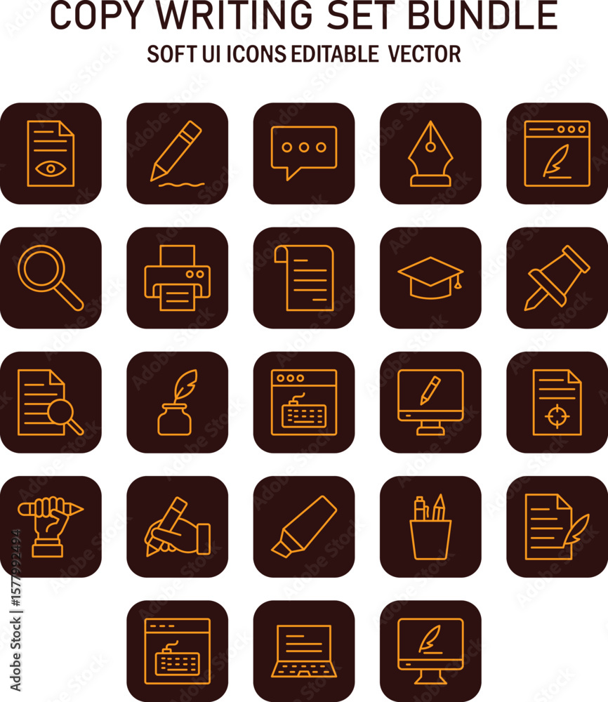 Aufkleber comprehensive set of copywriting vector icons for interface design and digital marketing resources o