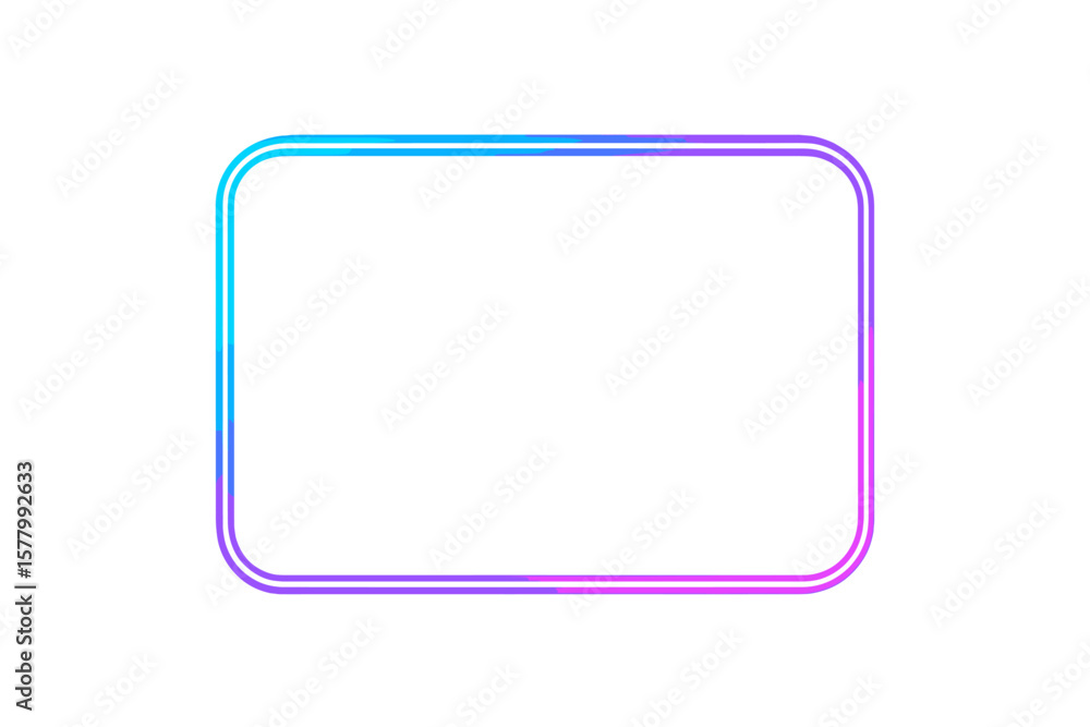Fototapete colorful neon rectangle frame with rounded corners. glowing futuristic border with blue and purple g