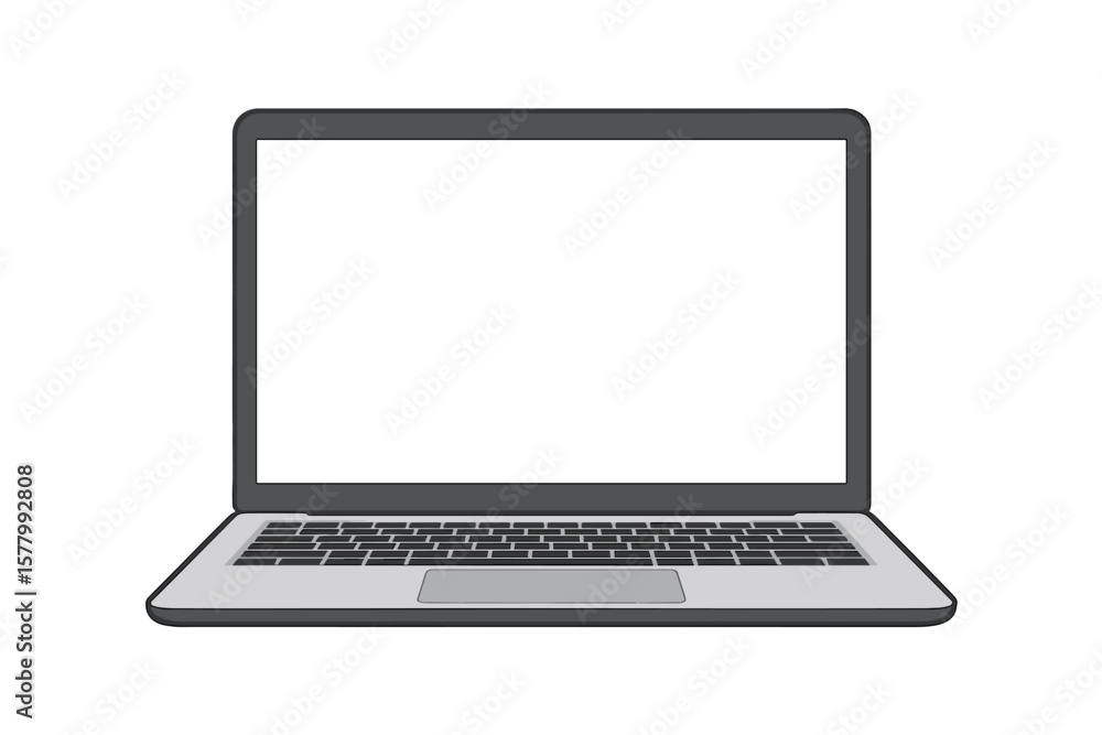 Poster modern laptop computer mockup with blank white screen for presentation or design. notebook device wi