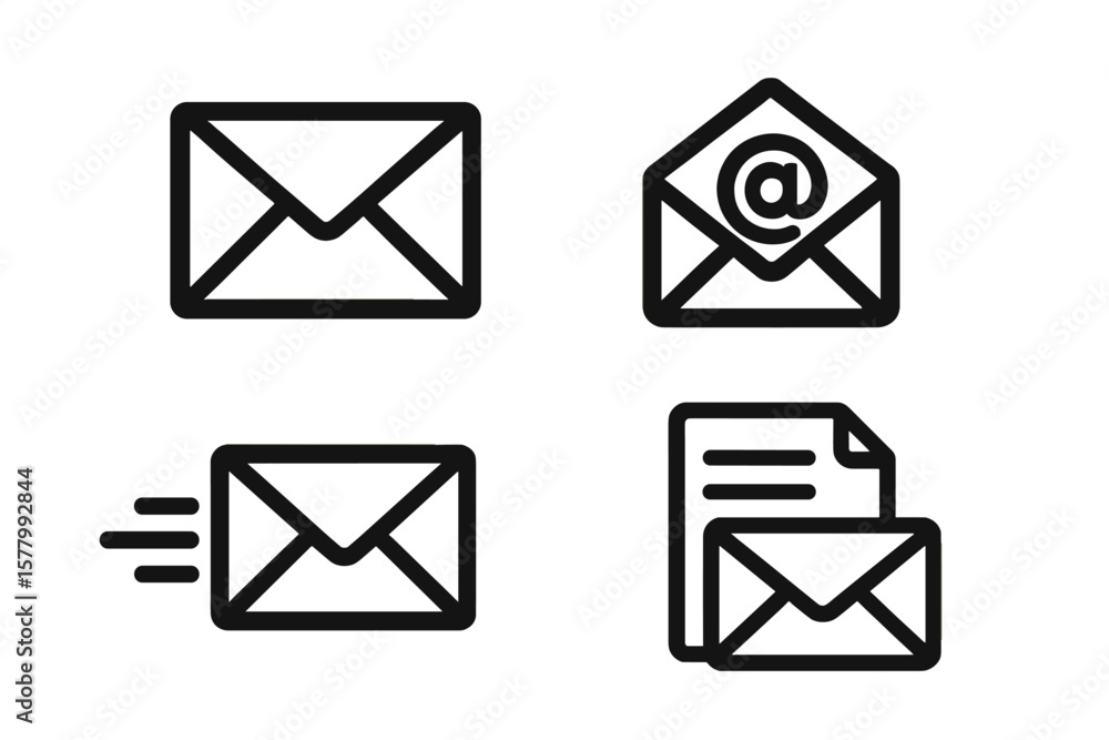 Poster mail and email icon set. vector illustration for web and mobile. communication, message, send, conta