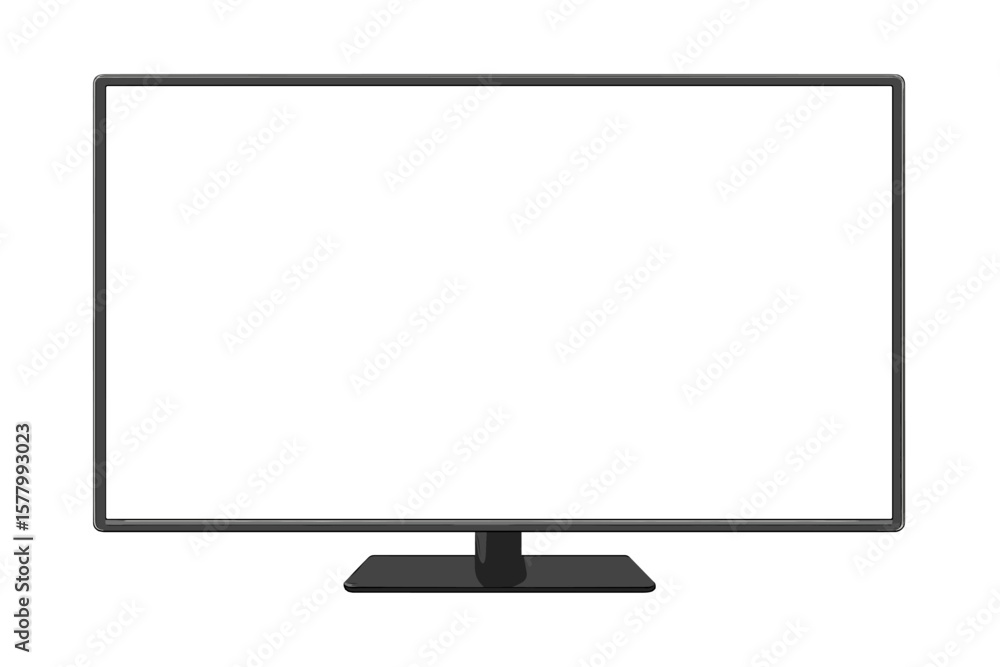 Poster realistic tv screen mockup with blank white display. modern television set or computer monitor frame