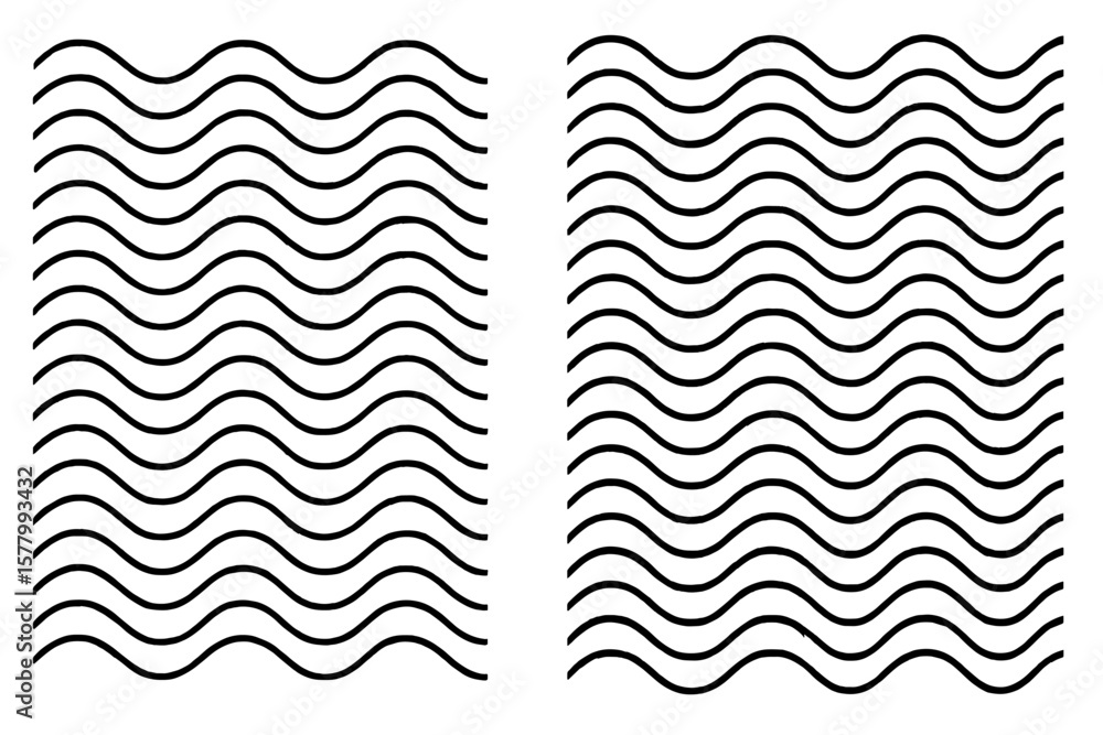 Poster seamless wavy lines pattern set, abstract wave texture background, vector illustration with transpar