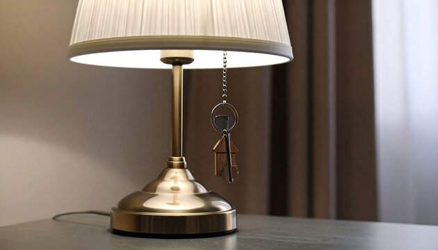 Table lamp with house-shaped key fob - Powered by Adobe