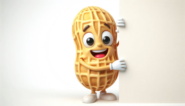 Illustration of a 3D cute peanut cartoon
