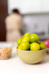 Fresh key limes ready for peruvian ceviche preparation