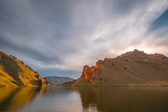 sunset time lapse over lake