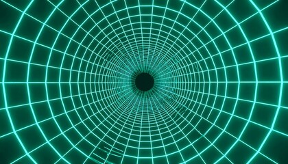 Fototapeta premium Teal grid tunnel, 3D digital art