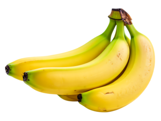 Bunch of ripe yellow bananas isolated on transparent background