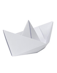 White paper boat sailing on transparent background