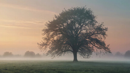 misty morning sunrise