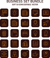 Collection of elegantly designed business and finance icons for versatile digital applications showcasing a modern