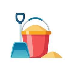 Fototapeta premium Sand Shovel and Pail Isolated on a Transparent Background