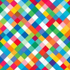 Vibrant Geometric Pattern of Diagonal Squares in a Multitude of Colors