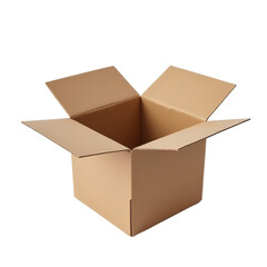 open cardboard box on a transparent background