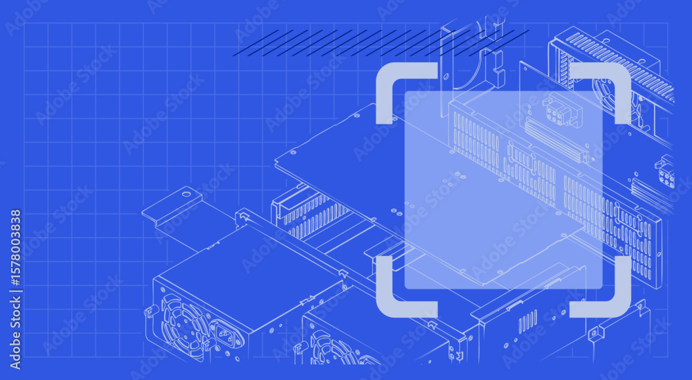 Fototapete technical blueprint of hardware design. detailed blueprint-style vector illustration showcasing the 