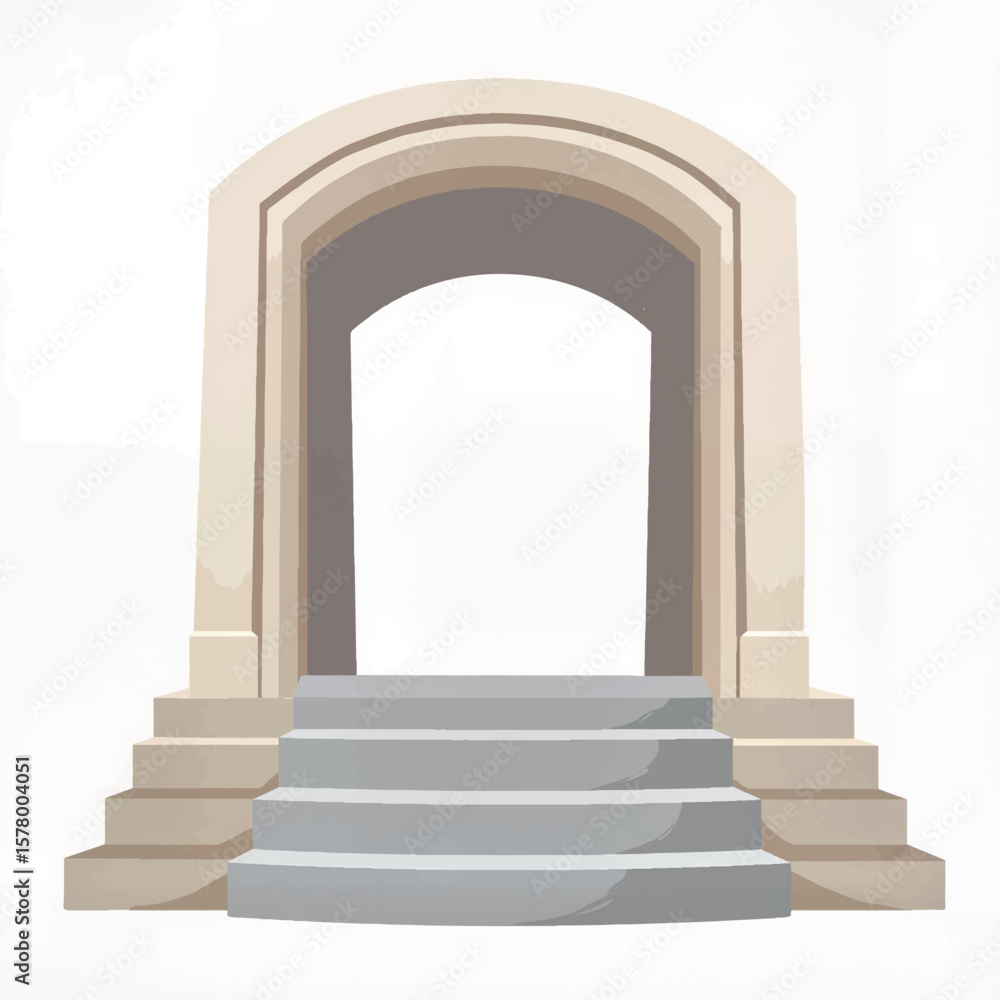 Poster abstract stone archway with steps in minimal design style