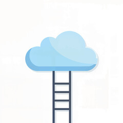 Cloud with a ladder symbolizing aspiration and dreams in flat design  