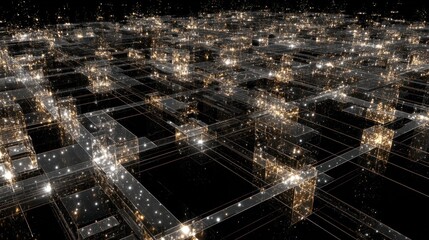 Obraz premium Abstract city grid at night