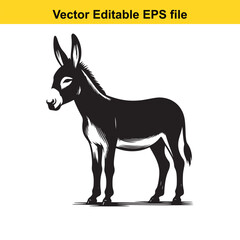 Fototapeta premium Geometric Line Art of a Donkey – Long Ears and Stoic Expression with Rustic Charm