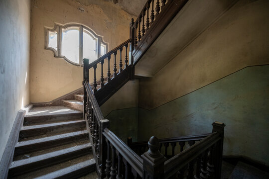 Abandoned Historic Palace with Weathered Architecture and Atmospheric Decay