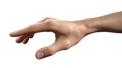 An outstretched hand reaching for connection and possibility against a stark limitless void on transparent background