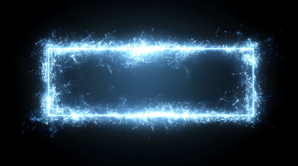 A rectangular frame of blue energy on a black background.