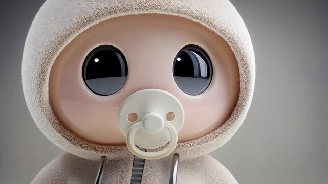 Adorable Baby Character With Pacifier