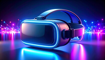 VR headset glowing with vibrant neon lights