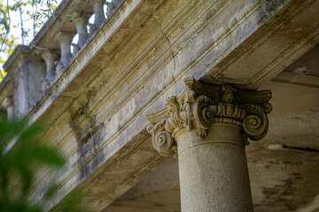 Abandoned Historic Palace with Weathered Architecture and Atmospheric Decay