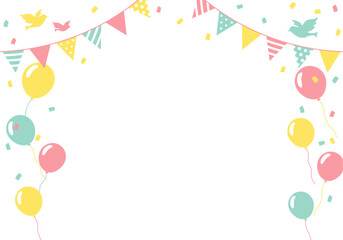 バースデーカード_誕生日パーティー背景（ヨコ）